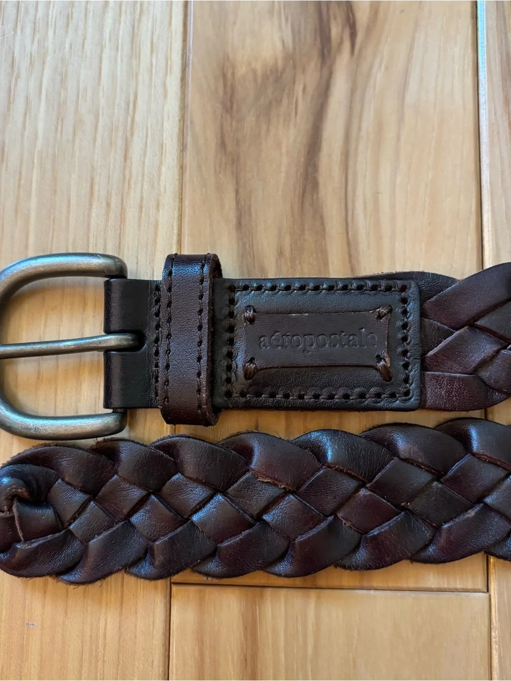 Vintage Y2K Aeropostale Brown Leather Braided Belt